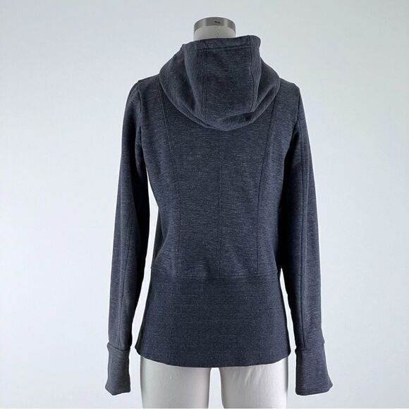Athleta Fitted Victory Hoodie Jacket Heathered Charcoal Grey - Picture 6 of 11